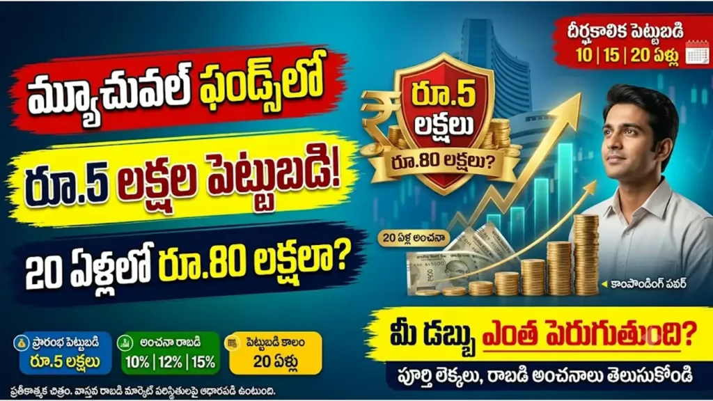 మ్యూచువల్ ఫండ్స్లో రూ.5 లక్షల పెట్టుబడి : మ్యూచువల్ ఫండ్స్ లంప్ సమ్ పెట్టుబడి మరియు కాంపౌండింగ్ పవర్ ద్వారా సంపద సృష్టి