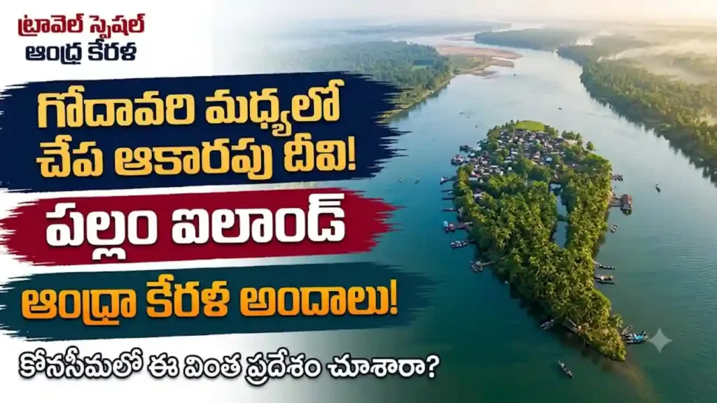 పల్లం ఐలాండ్ గోదావరి గోదావరి నది మధ్యలో ఉన్న పల్లం ఐలాండ్ చేప ఆకారపు దృశ్యం మరియు కోనసీమ అందాలు